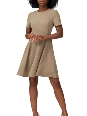 Theory Olive Short Sleeve Fit & Flare Mini Dress